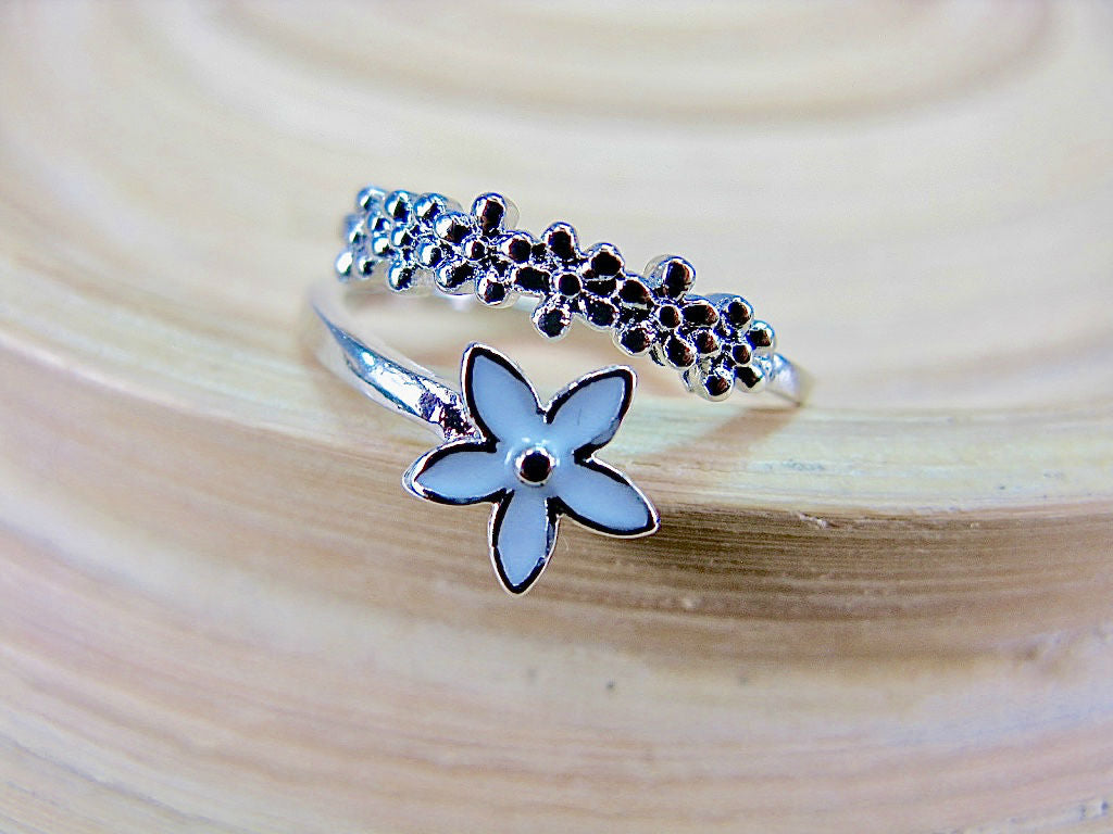 Star Flower Crystal Ring 925 Sterling Silver