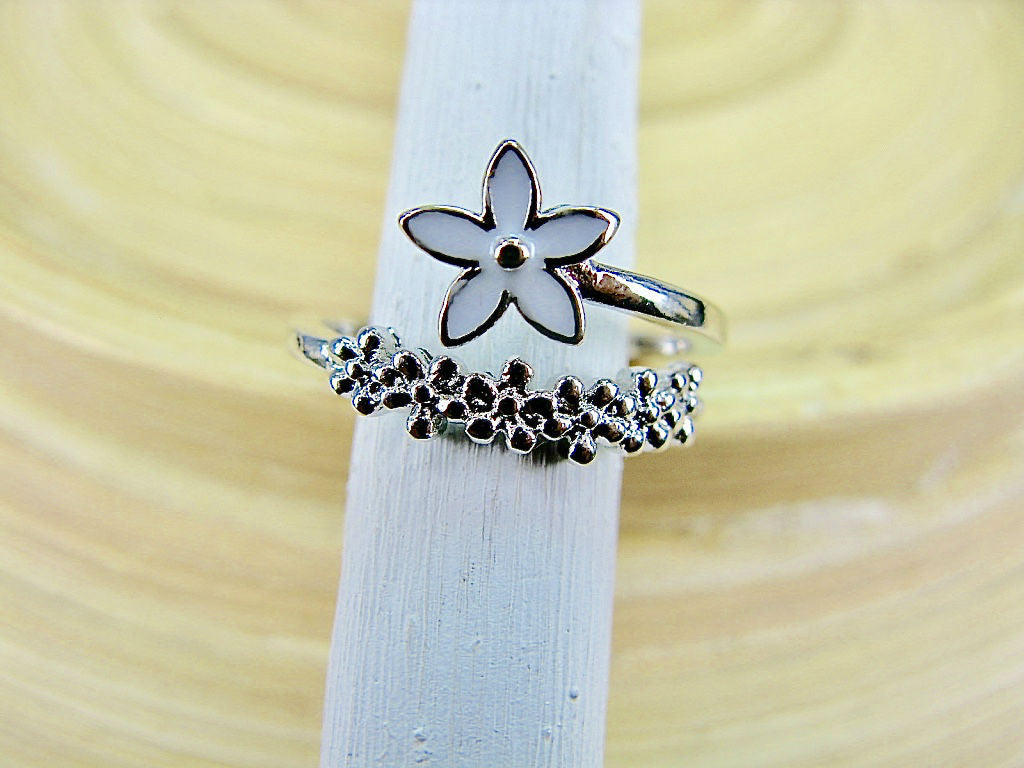 Star Flower Crystal Ring 925 Sterling Silver
