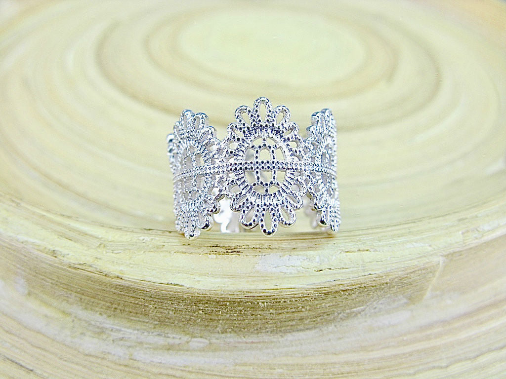 Crown Filigree Eternity Ring 925 Sterling Silver