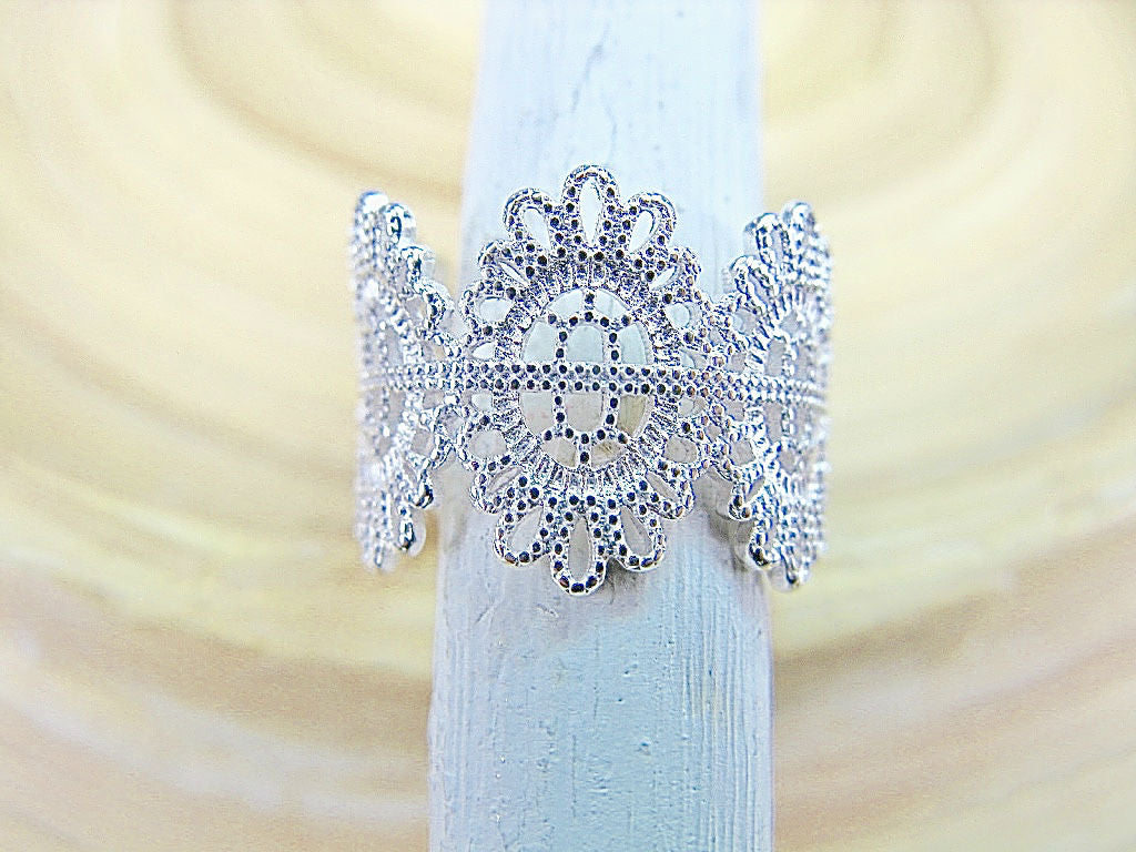 Crown Filigree Eternity Ring 925 Sterling Silver