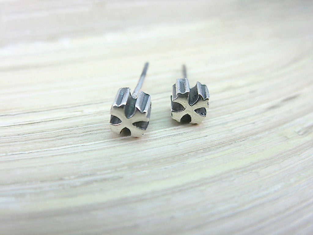 Cross Oxidized 925 Sterling Silver Stud Earrings