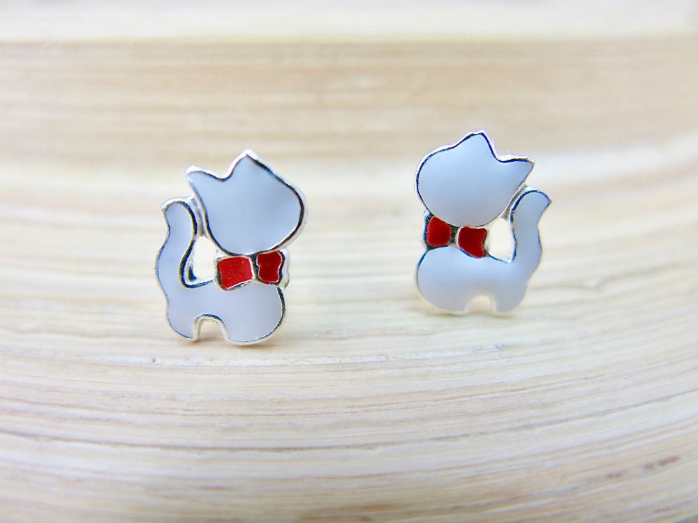 Cat 925 Sterling Silver Stud Earrings