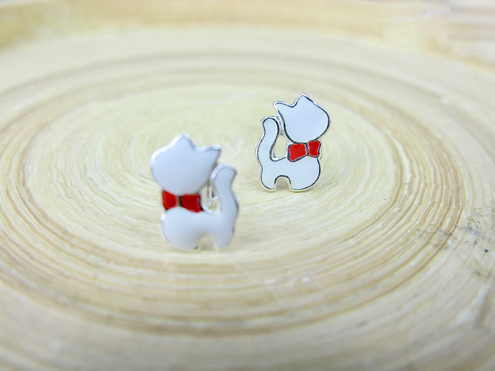 Cat 925 Sterling Silver Stud Earrings