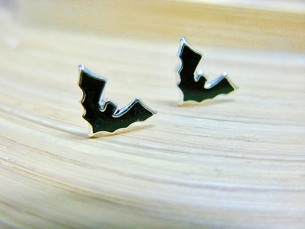 Bat 925 Sterling Silver Stud Earrings