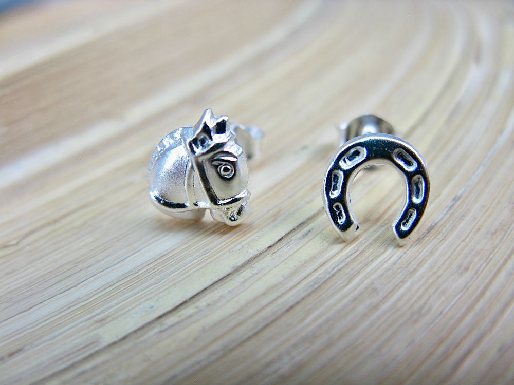 Horse Horseshoe925 Sterling Silver Stud Earrings