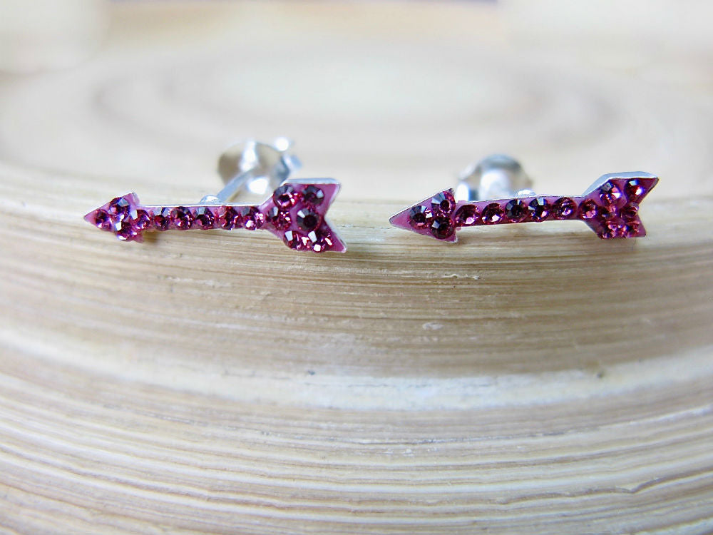 Red Arrow Crystal 925 Sterling Silver Stud Earrings