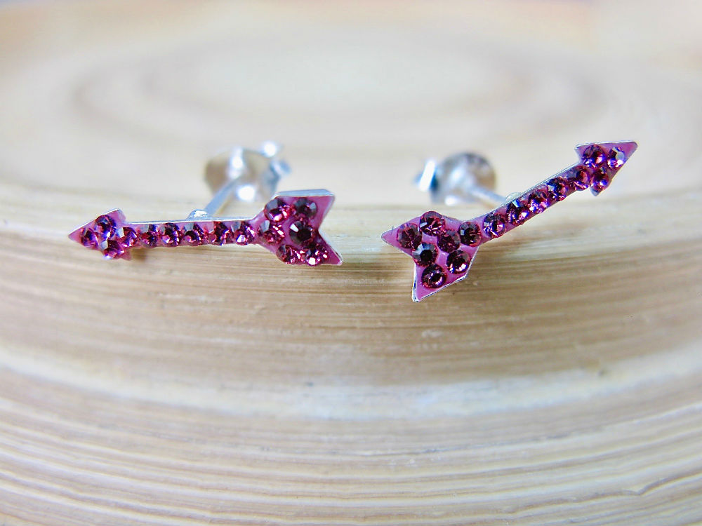 Red Arrow Crystal 925 Sterling Silver Stud Earrings