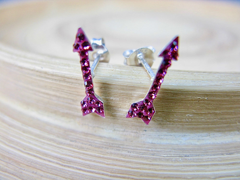 Red Arrow Crystal 925 Sterling Silver Stud Earrings