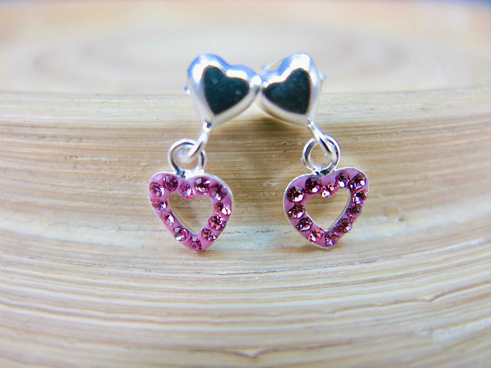 Heart Crystal Earrings 925 Sterling Silver