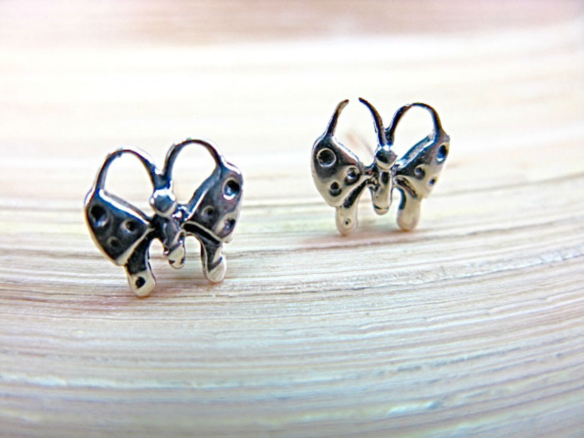 Butterfly Tribal Crafted 925 Sterling Silver Stud Earrings