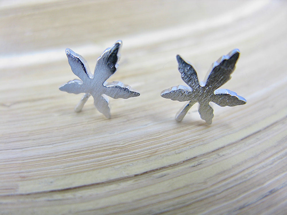 Maple Leaf 925 Sterling Silver Stud Earrings