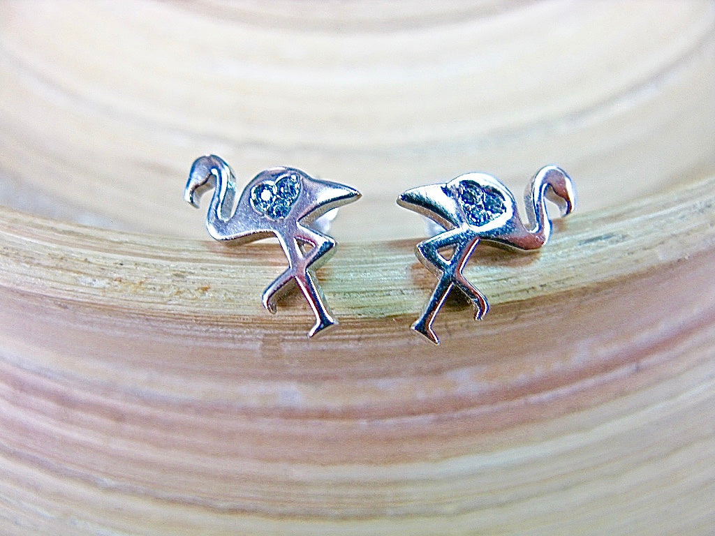 Flamingo 925 Sterling Silver Crystal Stud Earrings