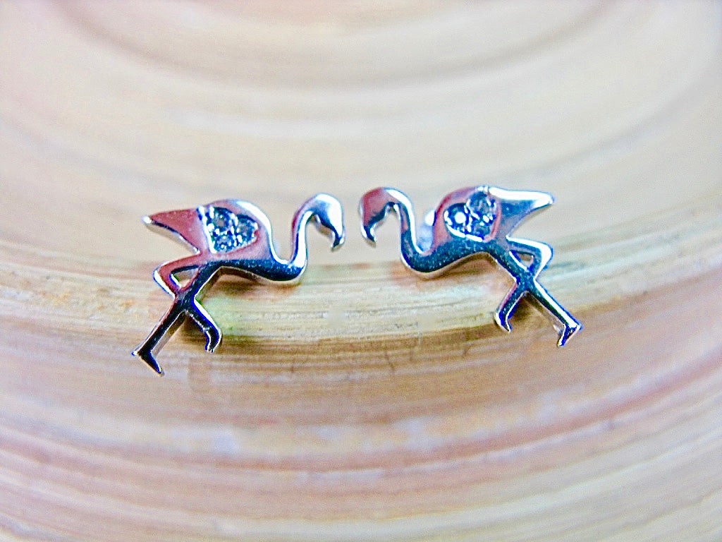 Flamingo 925 Sterling Silver Crystal Stud Earrings