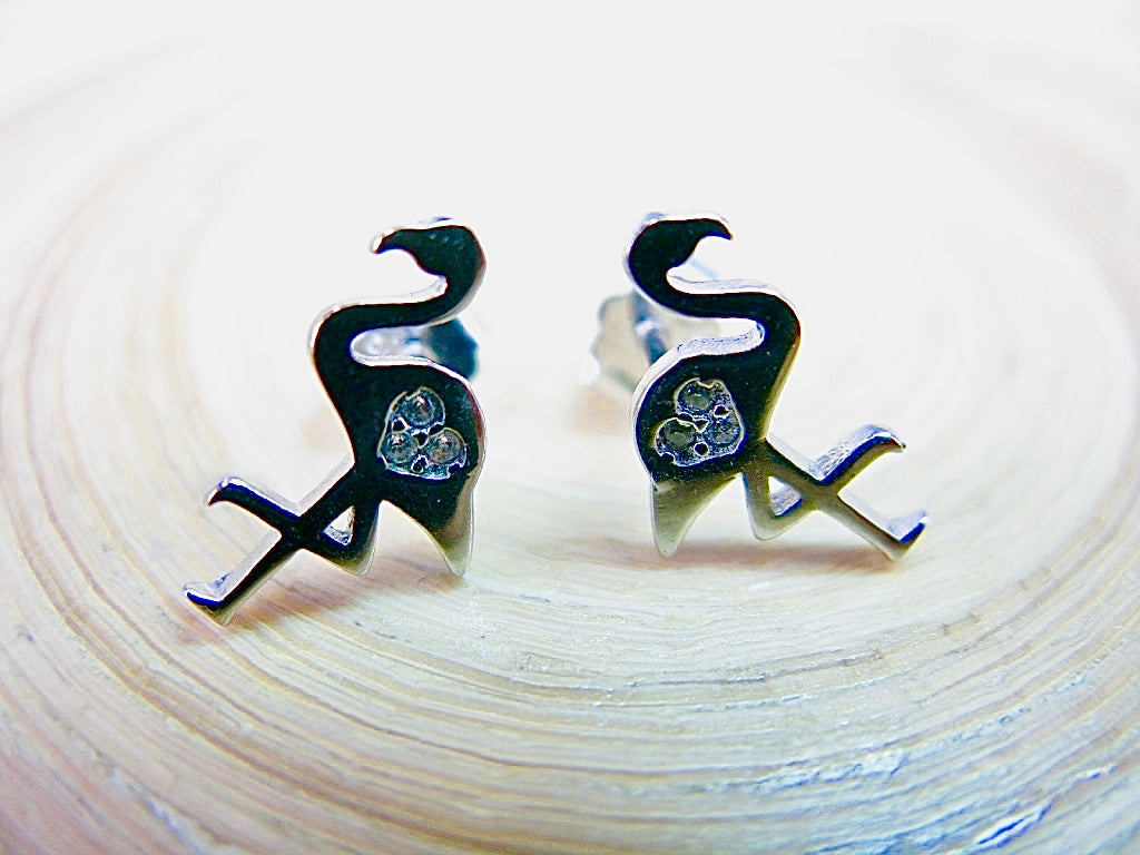 Flamingo 925 Sterling Silver Crystal Stud Earrings