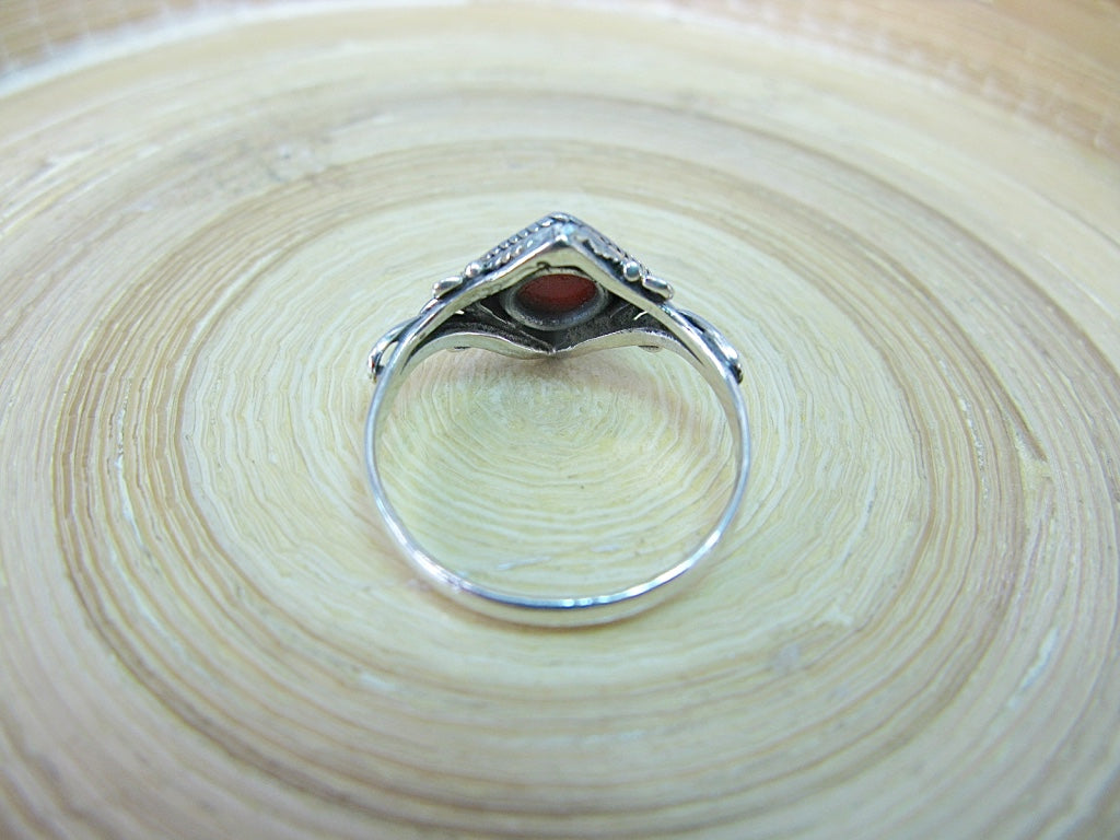 Square Coral Ring in 925 Sterling Silver