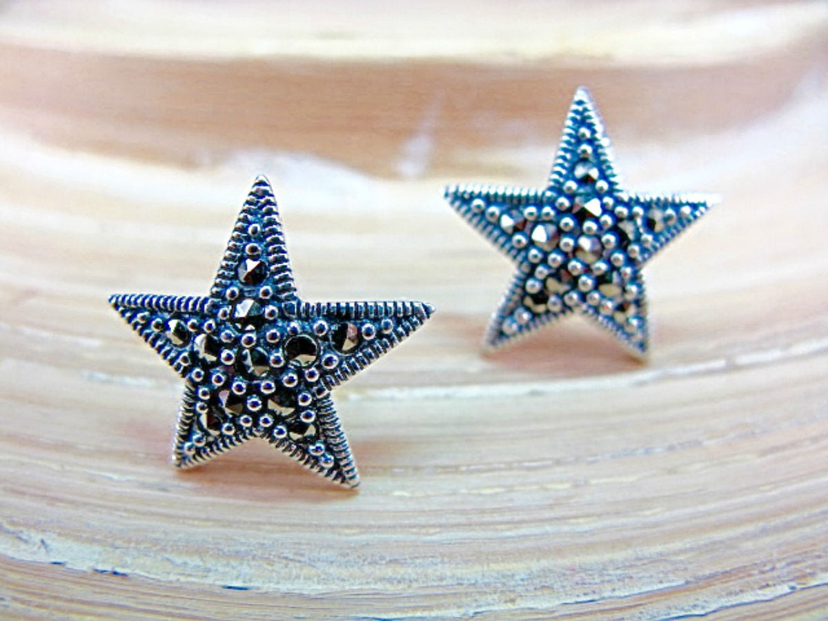 Star Marcasite 925 Sterling Silver Stud Earrings