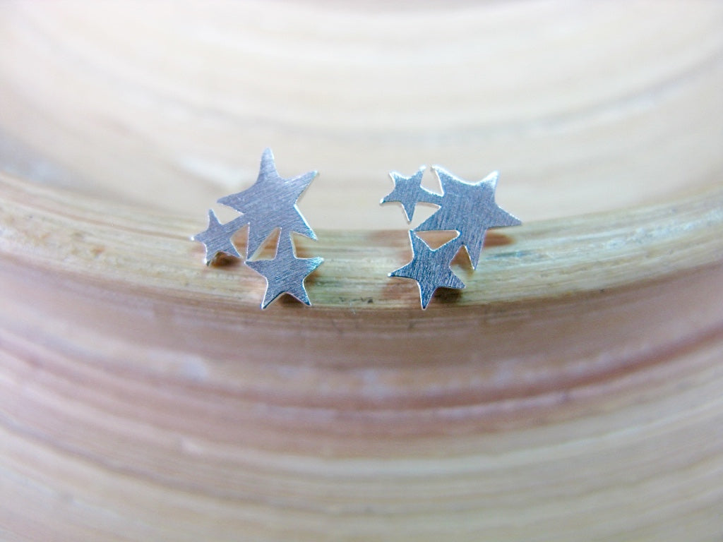 3 Stars 925 Sterling Silver Stud Earrings