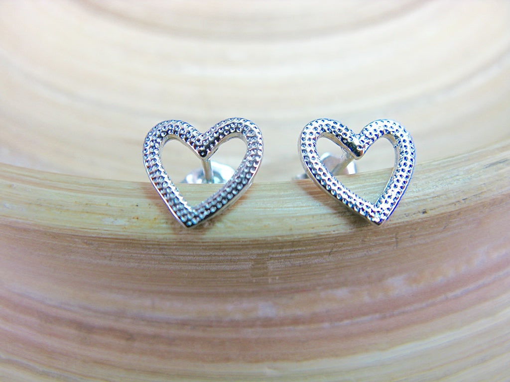Filigree Heart 925 Sterling Silver Stud Earrings