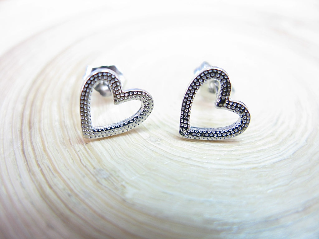 Filigree Heart 925 Sterling Silver Stud Earrings
