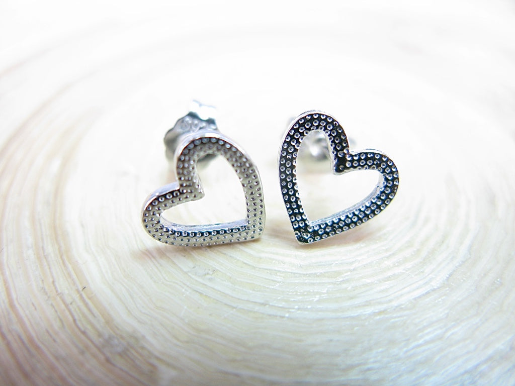 Filigree Heart 925 Sterling Silver Stud Earrings