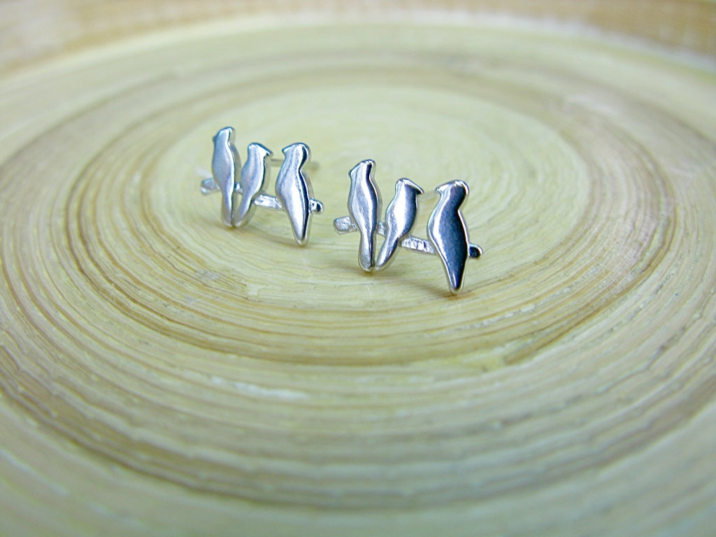 Three Birds 925 Sterling Silver Stud Earrings