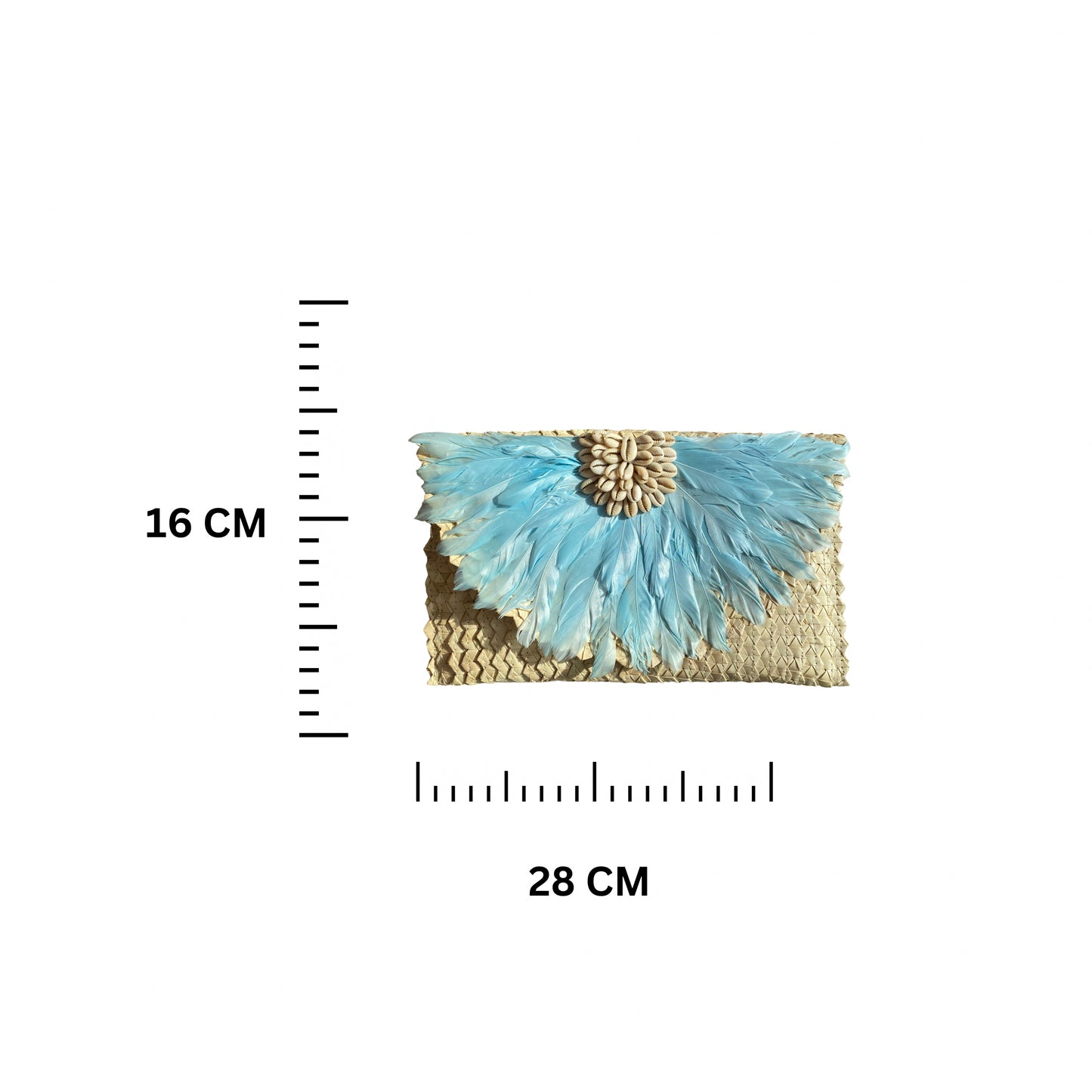 Shell Rattan Clutch | Blue