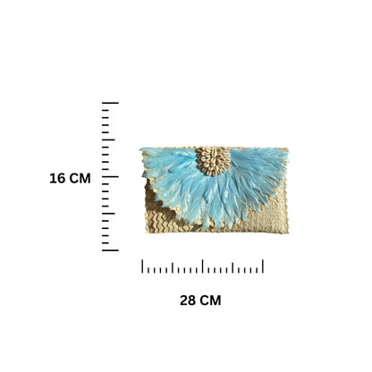 Shell Rattan Clutch | Blue
