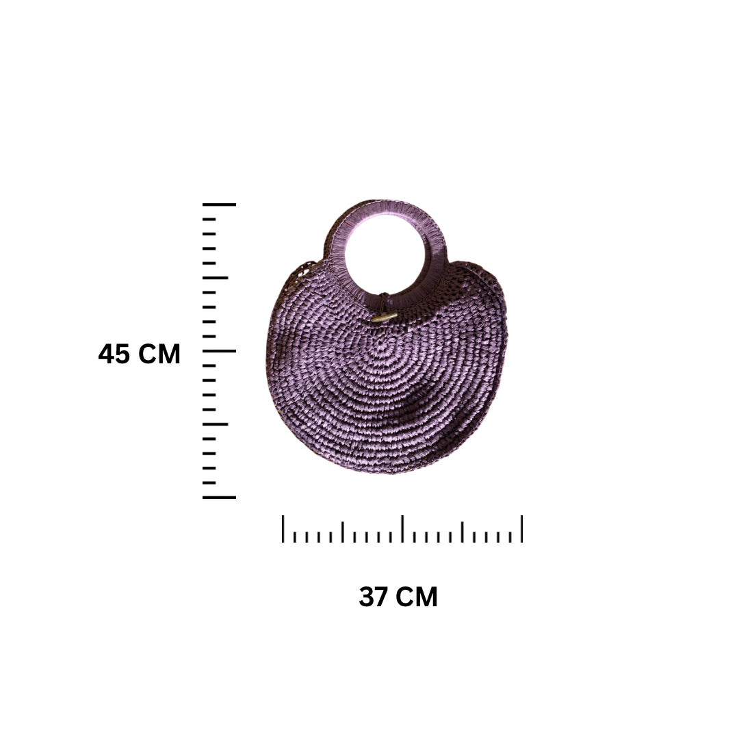 Chic Round Straw Bag | Purple
