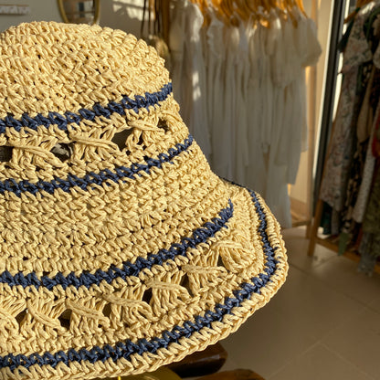 Summer Straw Hats | stripped blue color
