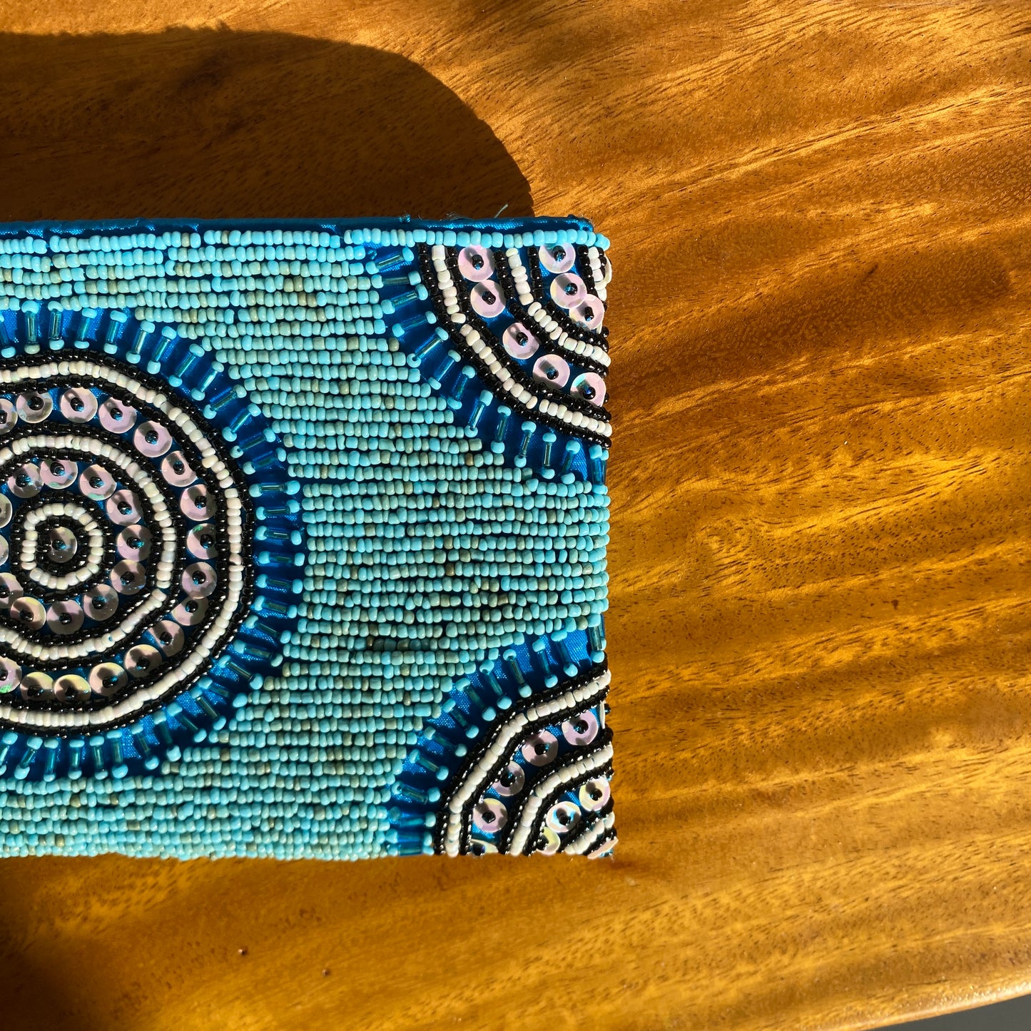 Decorated Beaded Clutch | Blue