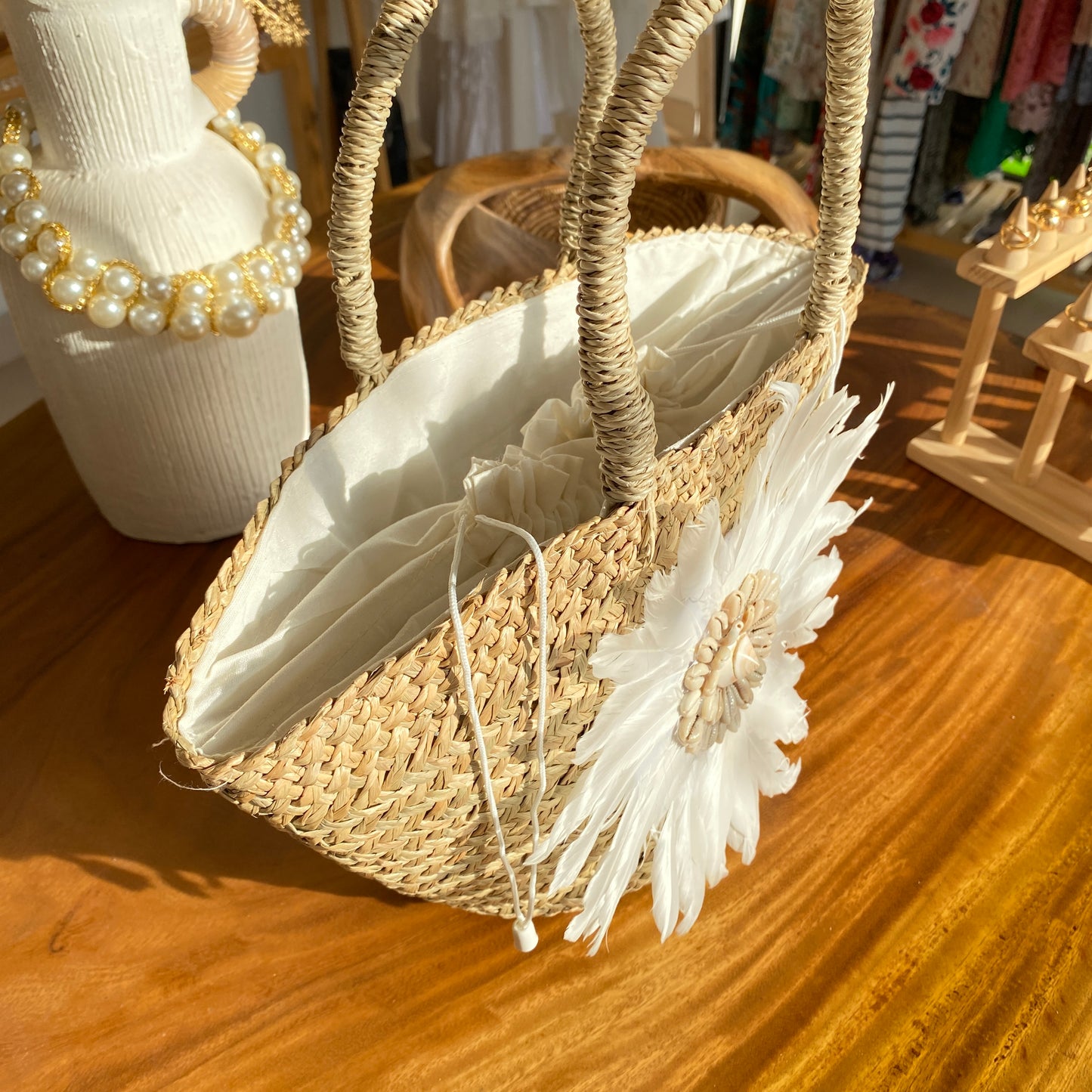 Handwoven Feather Tote Bag