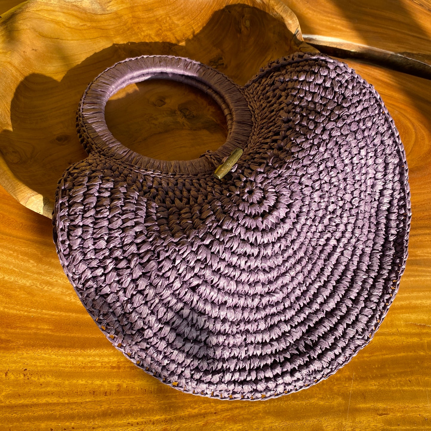 Chic Round Straw Bag | Purple