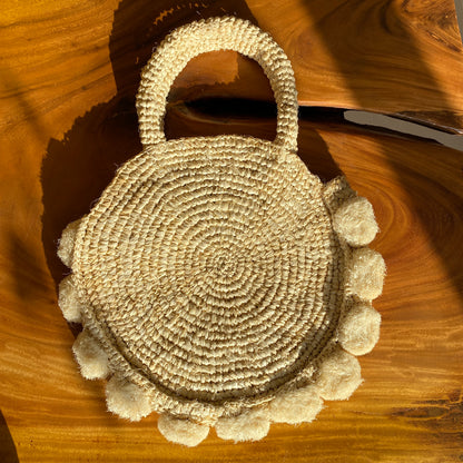 Pom Pom Raffia Bali Bag