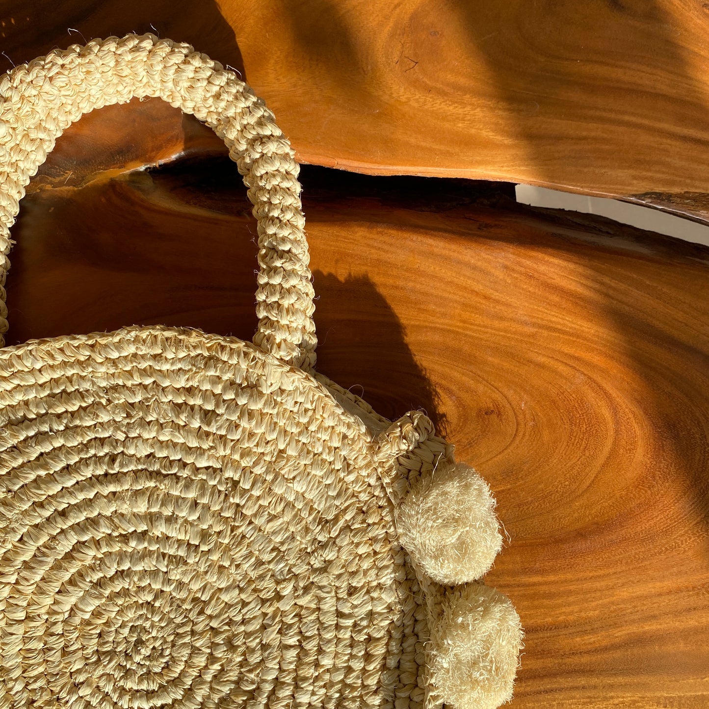 Pom Pom Raffia Bali Bag