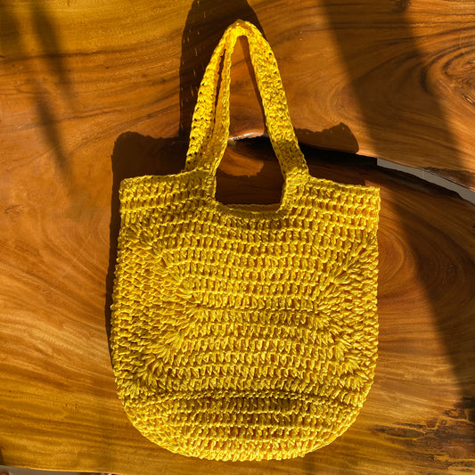 Bright Yellow Straw Bag