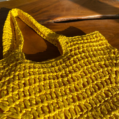 Bright Yellow Straw Bag