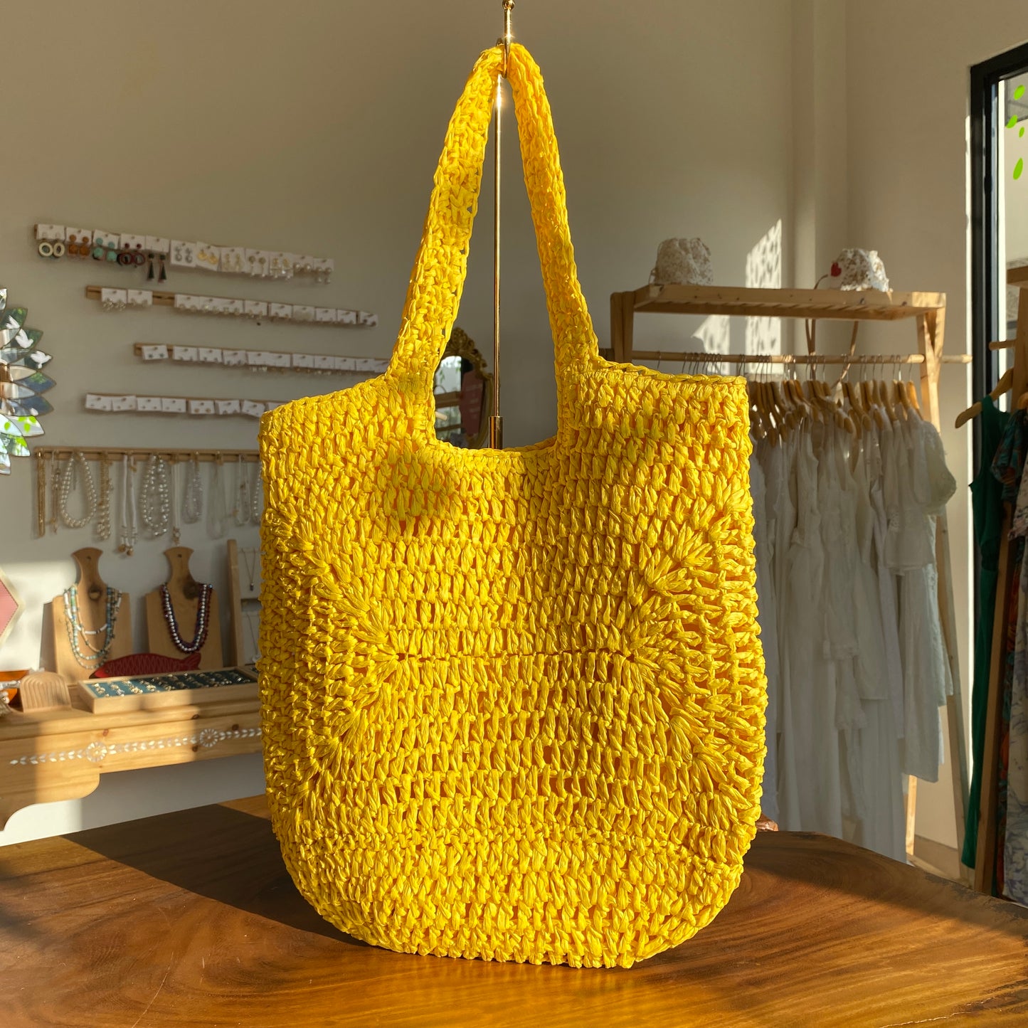 Bright Yellow Straw Bag