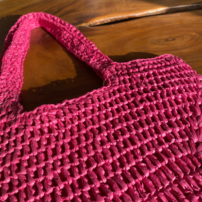 Shocking Pink Straw Bag