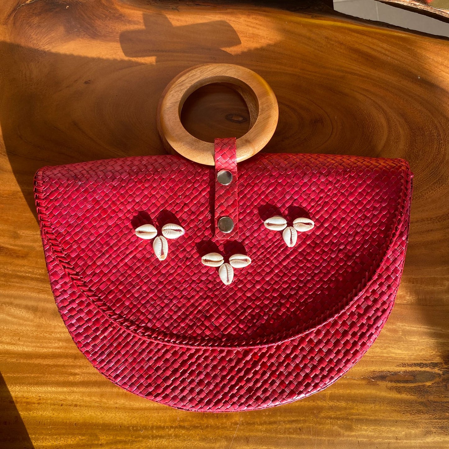 Simple Rattan Handbag | Red