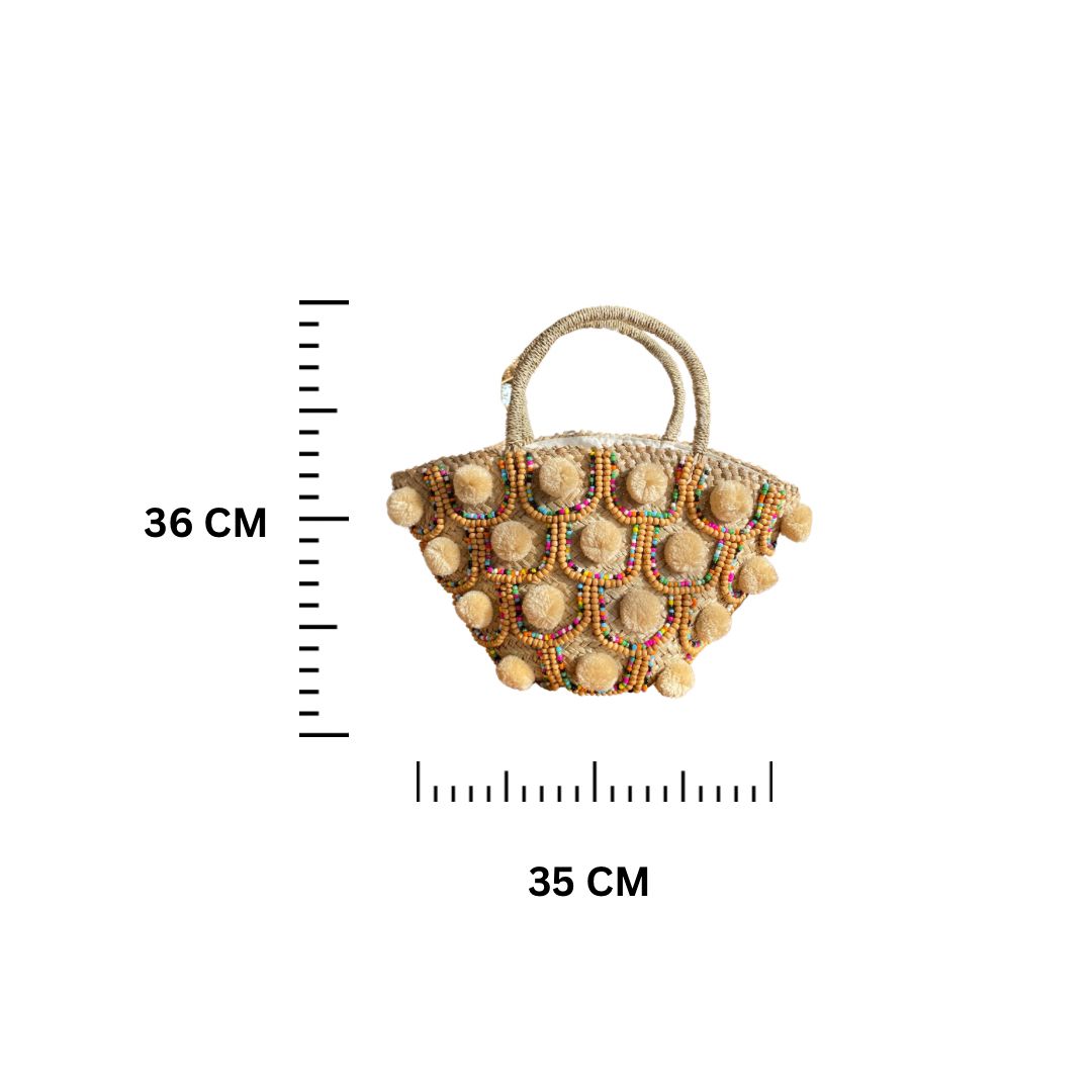 Handwoven Pom Pom Beads Bag