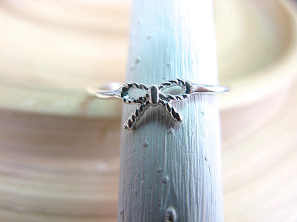 Ribbon Bow 925 Sterling Silver Ring Ring Faith Owl - Faith Owl