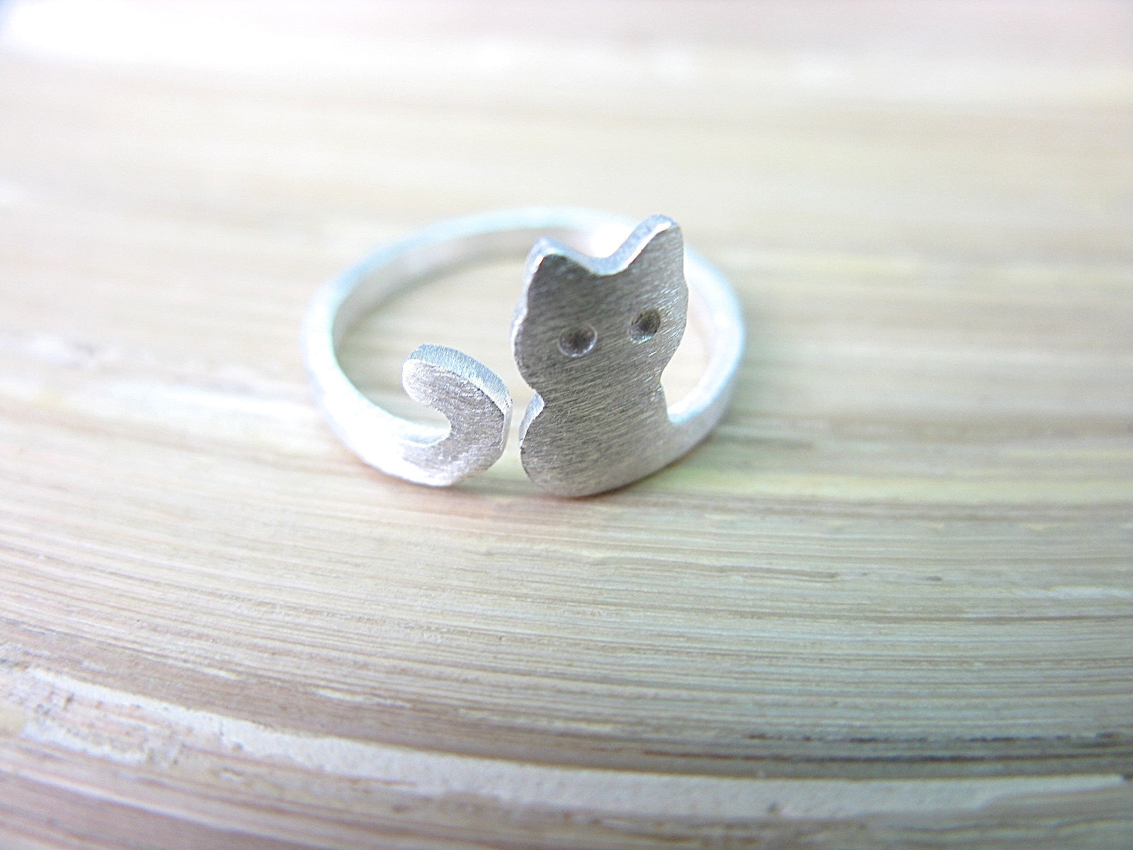 Cat Matt Look 925 Sterling Silver Ring Ring - Faith Owl
