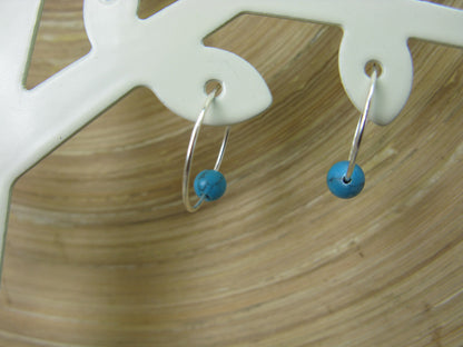 Turquoise 925 Sterling Silver Hoop Earrings