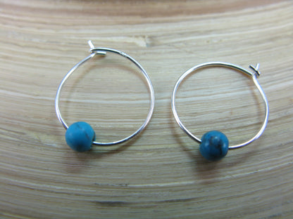 Turquoise 925 Sterling Silver Hoop Earrings