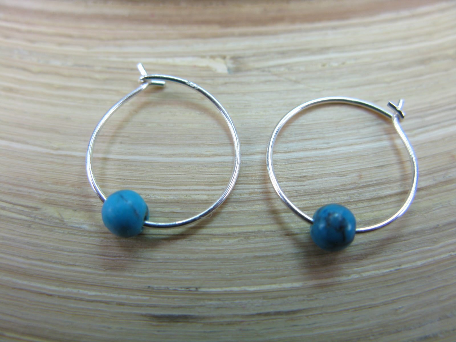 Turquoise 925 Sterling Silver Hoop Earrings