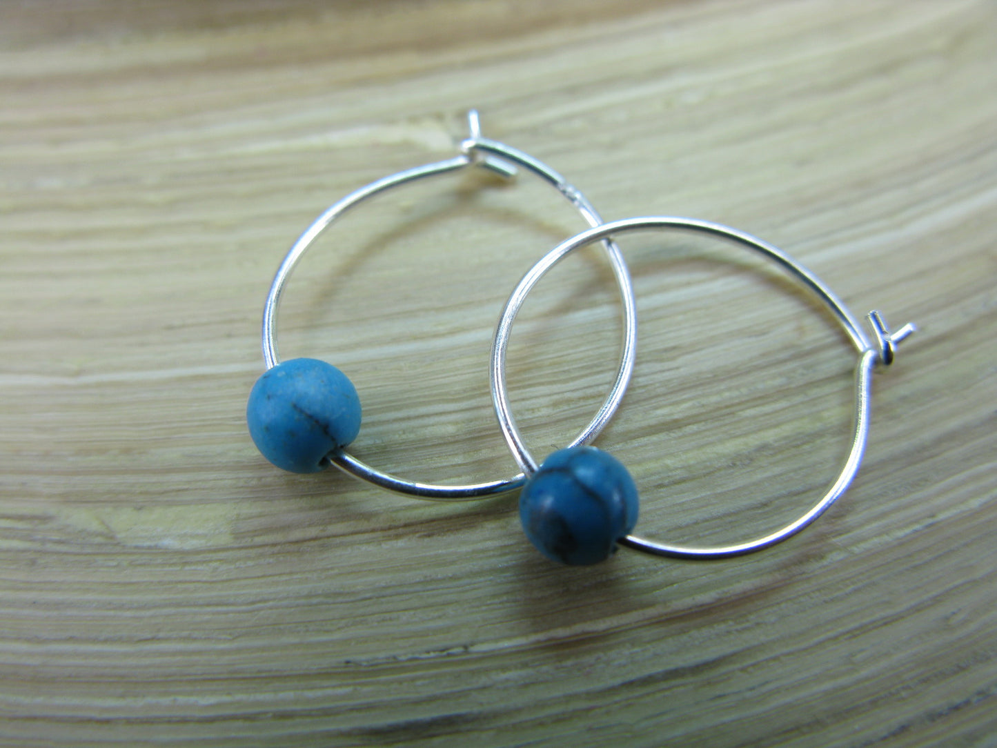 Turquoise 925 Sterling Silver Hoop Earrings