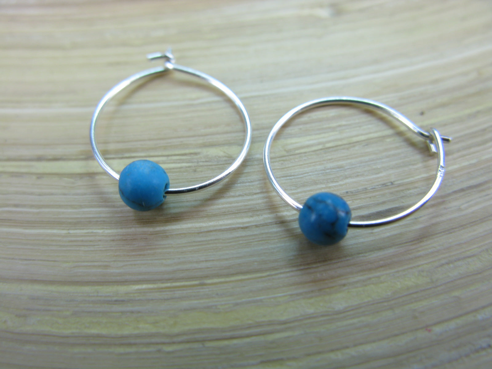 Turquoise 925 Sterling Silver Hoop Earrings