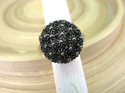 Sea Urchin Balinese Oxidized 925 Sterling Silver Ring