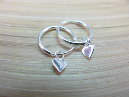 Heart 925 Sterling Silver Hoop Earrings