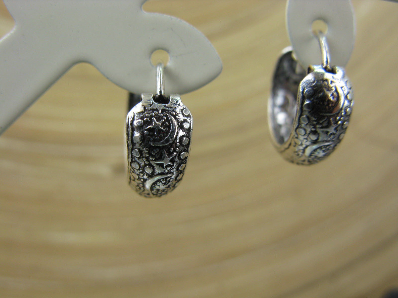 Balinese Engraved Oxidized 15mm Hoop Earrings in 925 Sterling Silver
